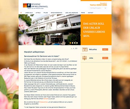 Homepage der Seniorenresidenz Am Malerwinkel